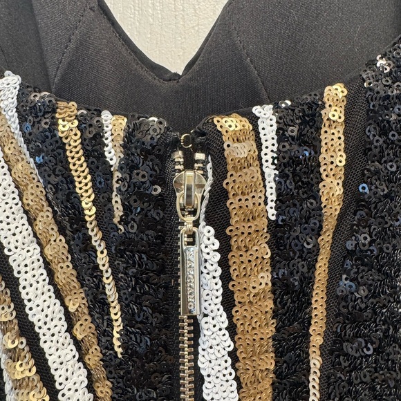 Marciano Black and Gold Sequin Backless Dress - Picture 5 of 11